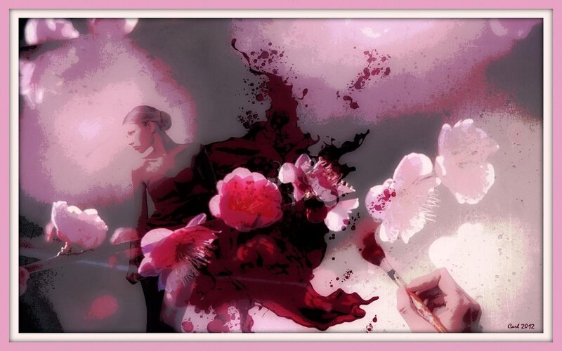 Woman Painting Flowers