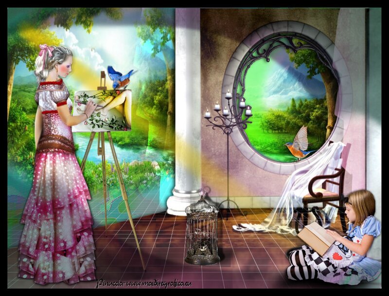 Woman Painting in Garden
