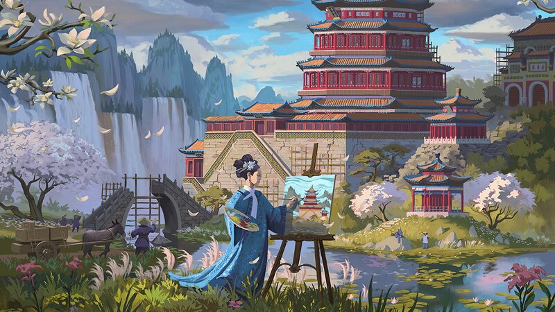 Woman Painting Landscape