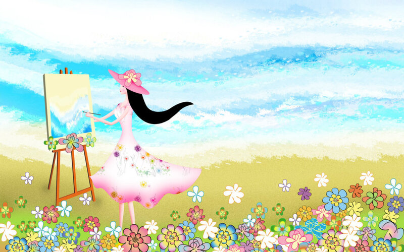 Woman Painting on Beach