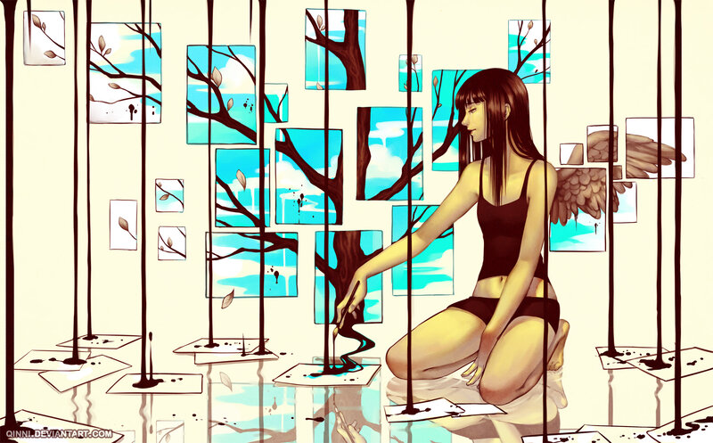 Woman Painting on Floor