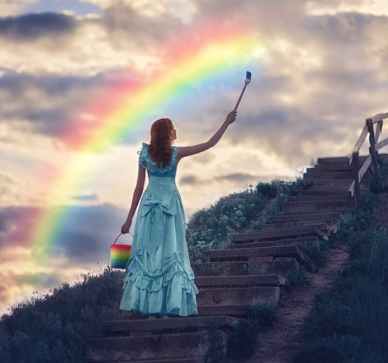 Woman Painting Rainbow