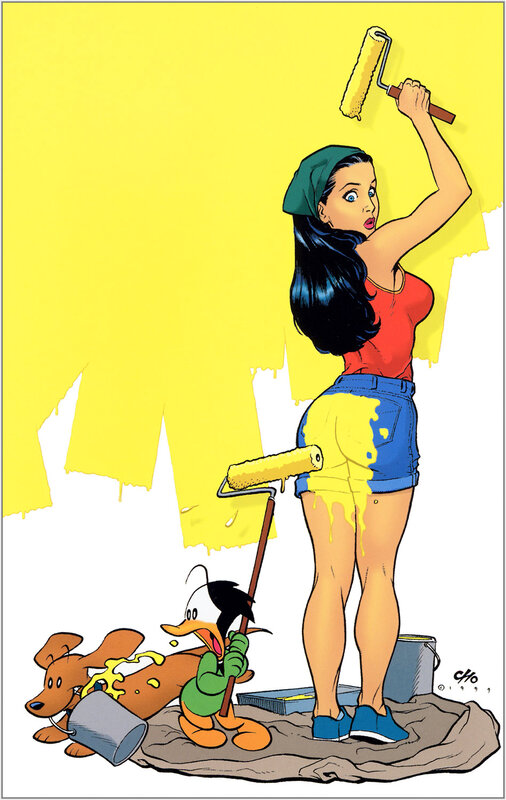 Woman painting with a roller