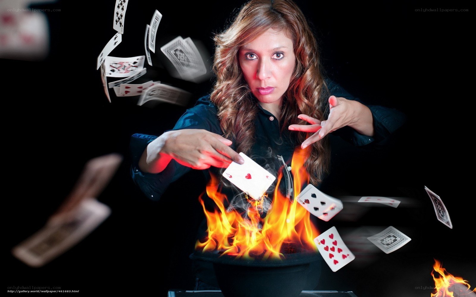 woman performing card magic