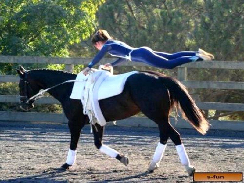 woman performing on horseback