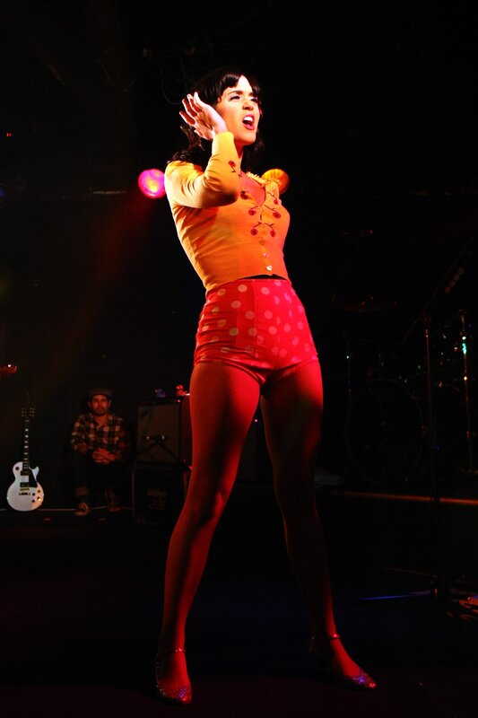 Woman Performing on Stage — Red, Dramatic, Night, Photograph