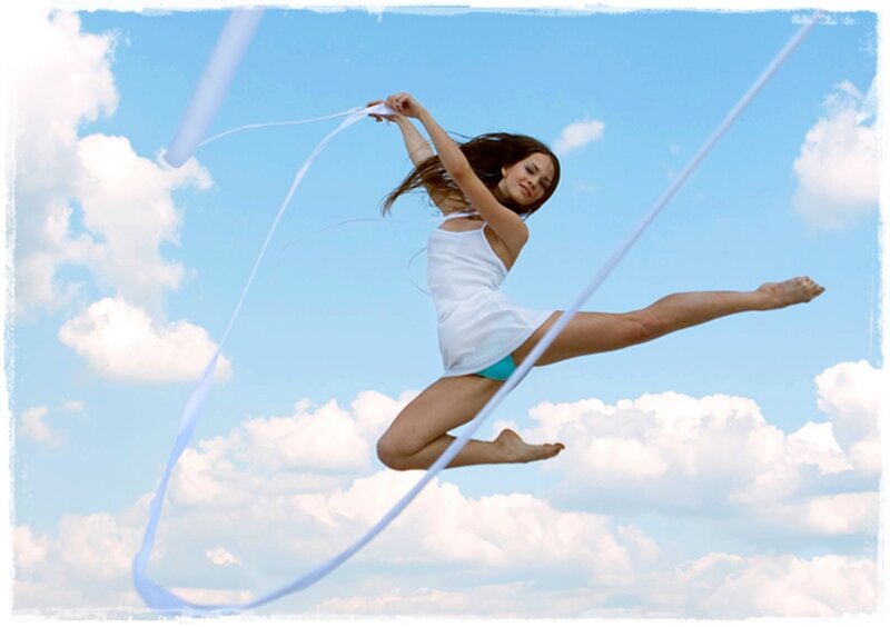 Woman Performing with Ribbon