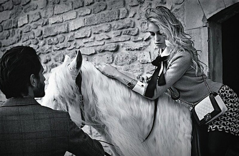 Woman Petting White Horse — Black