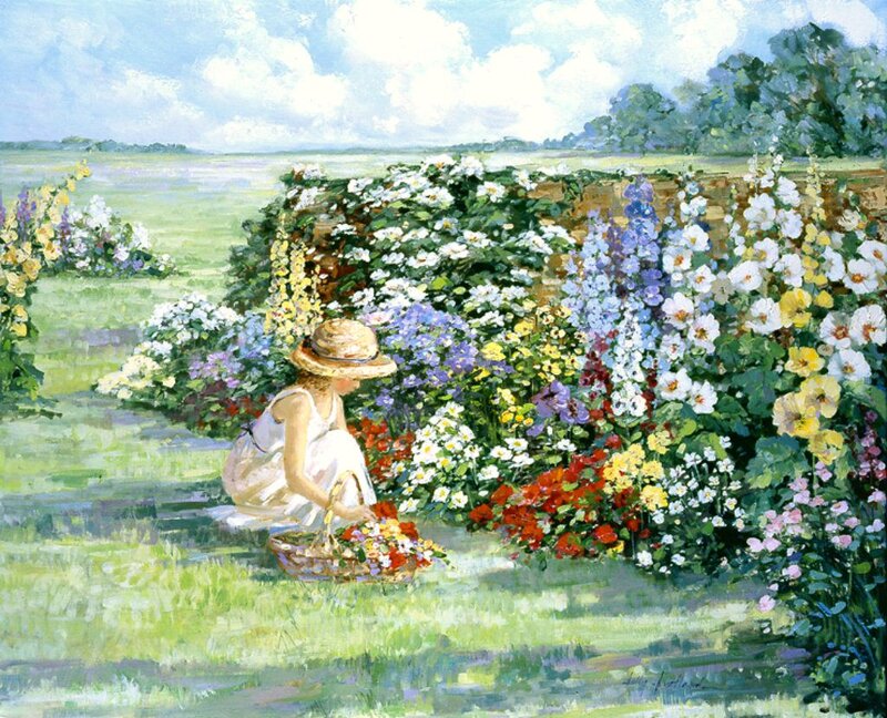 Woman Picking Flowers