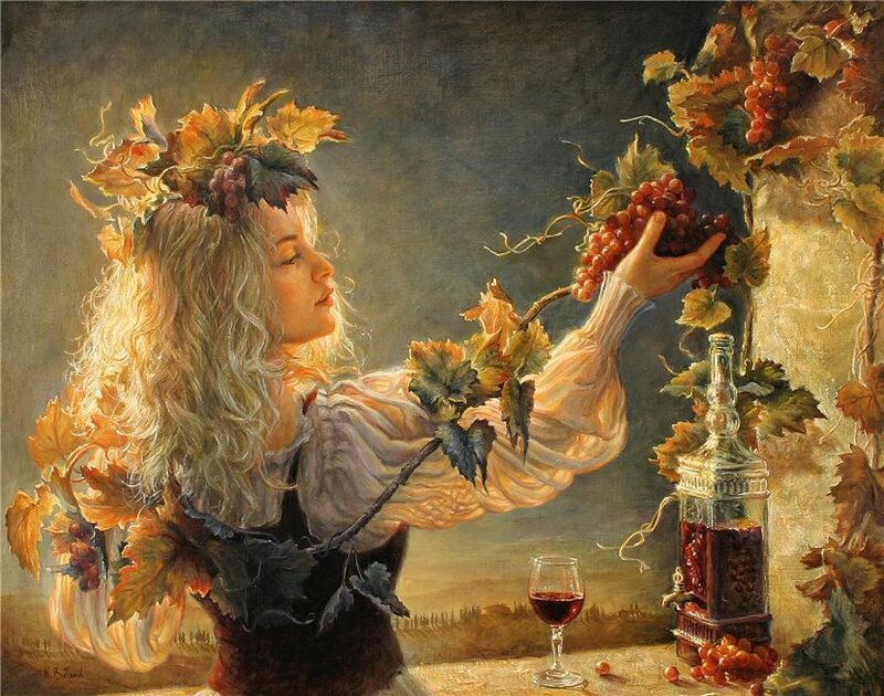 woman picking grapes