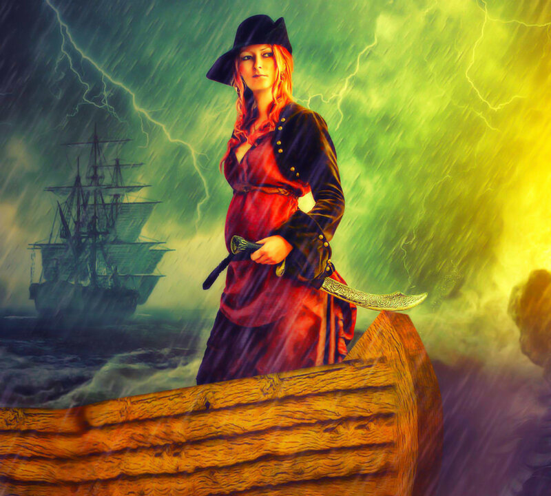 Woman Pirate in Storm