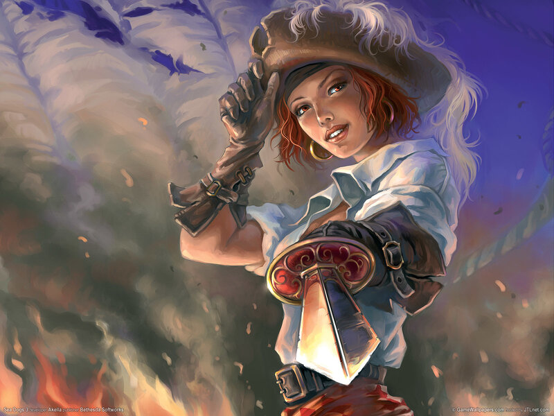 Woman Pirate with Sword — Blue