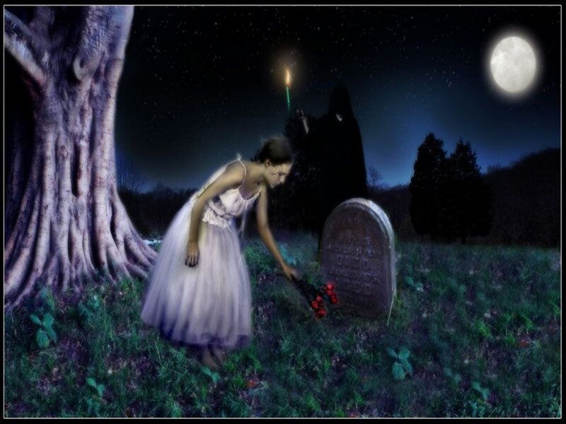 Woman Placing Flowers