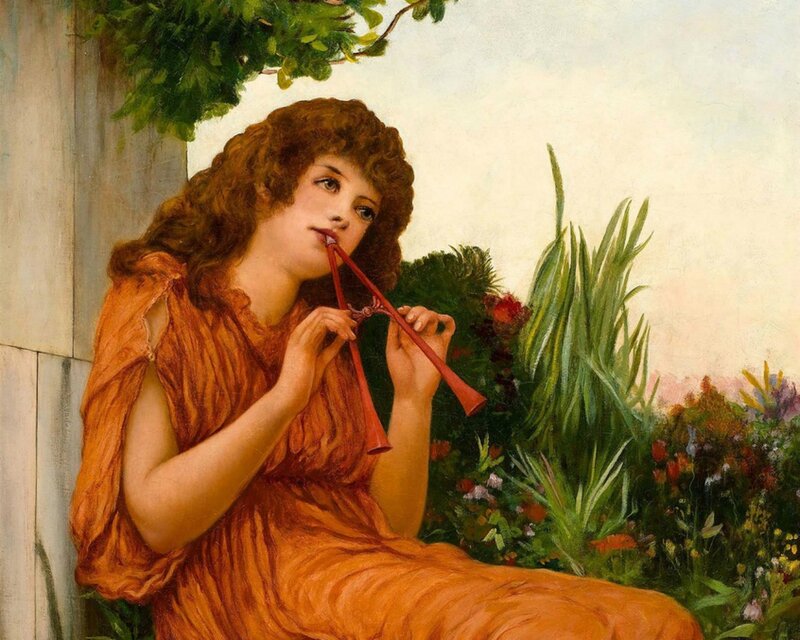 Woman Playing a Flute