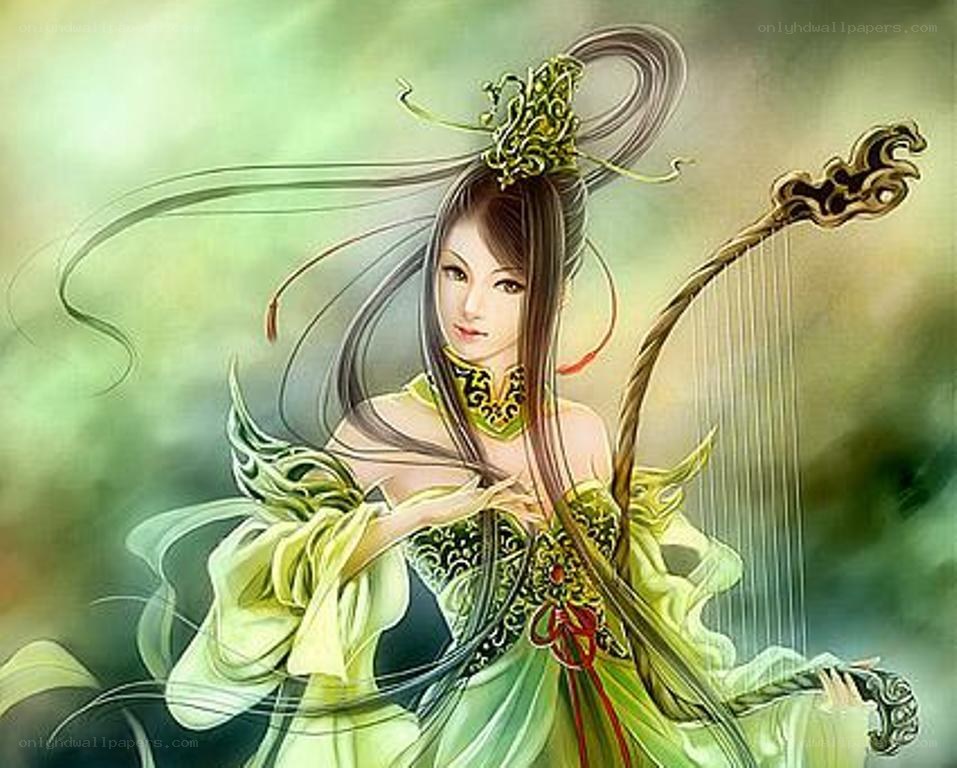woman playing a harp