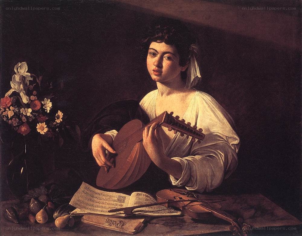 Woman playing a lute
