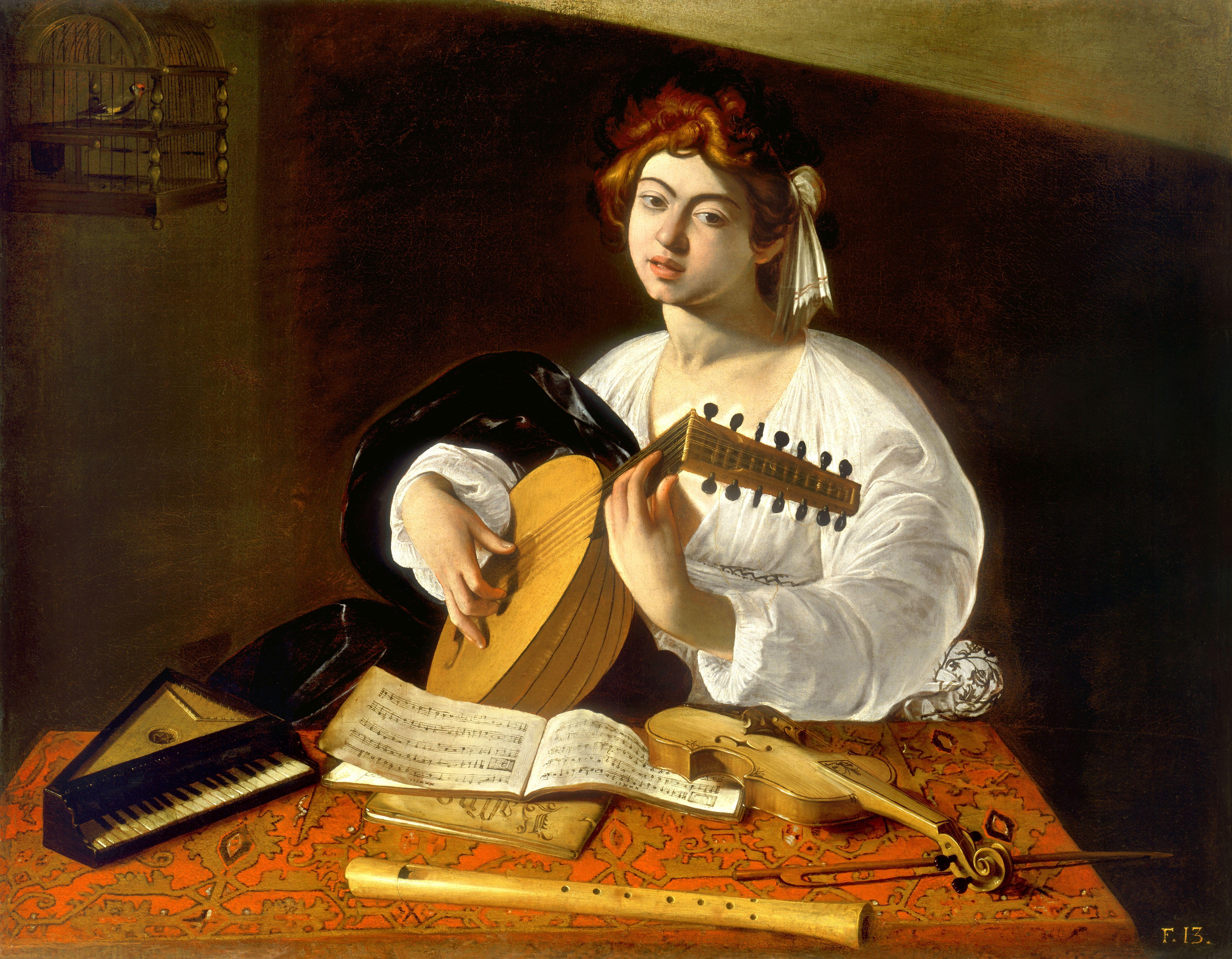 Woman playing a lute