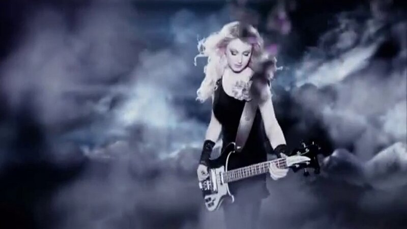 Woman Playing Bass Guitar — Black, Dramatic