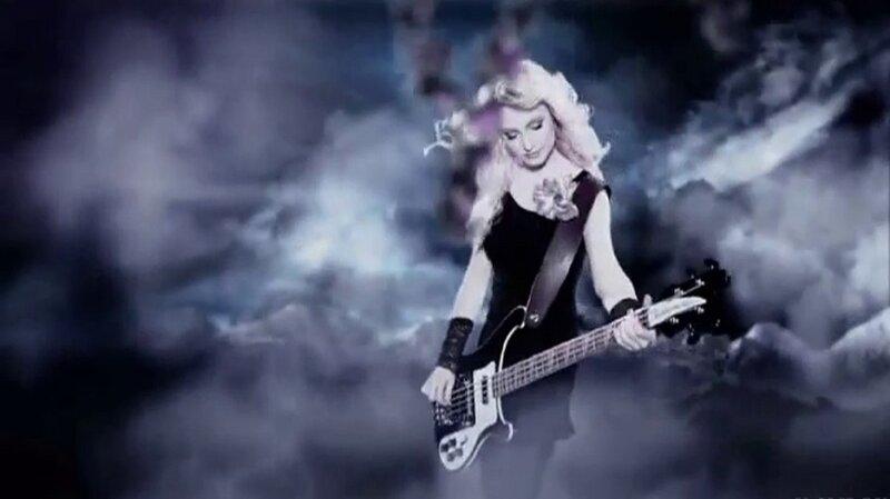 Woman Playing Bass Guitar — Black