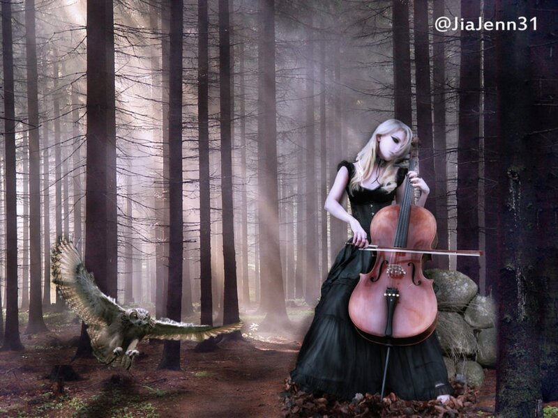 Woman Playing Cello — Black, Dramatic, Morning
