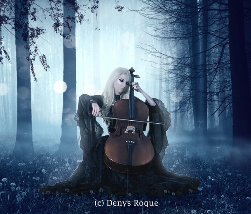 Woman Playing Cello — Blue, Mystical