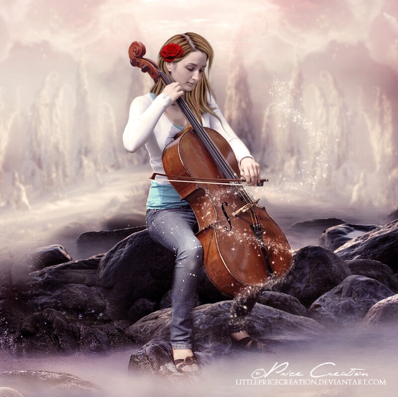 Woman Playing Cello — Brown, Serene