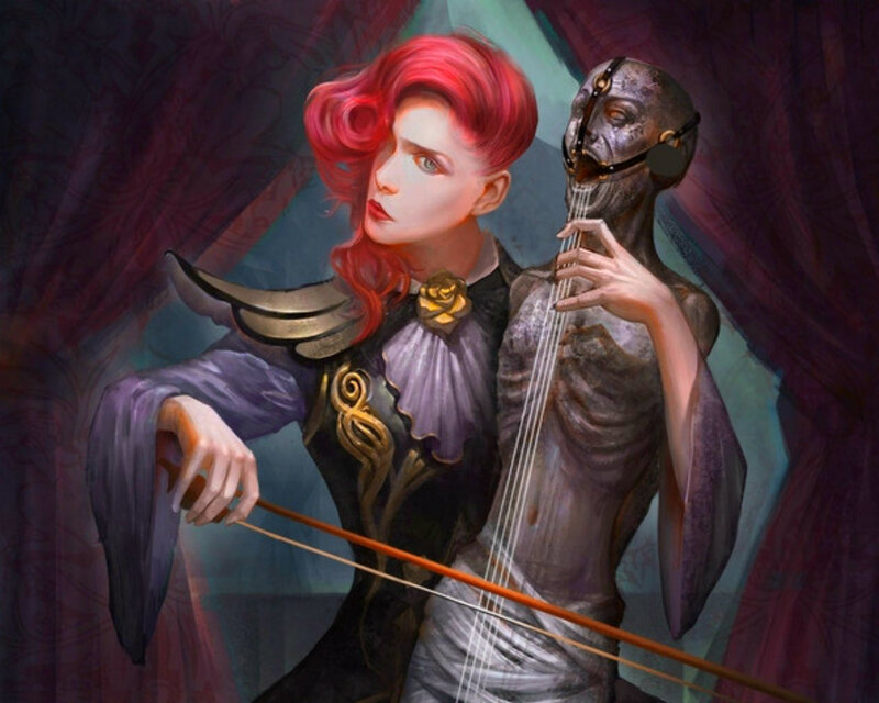 Woman Playing Cello — Purple, Dramatic, Digital Art