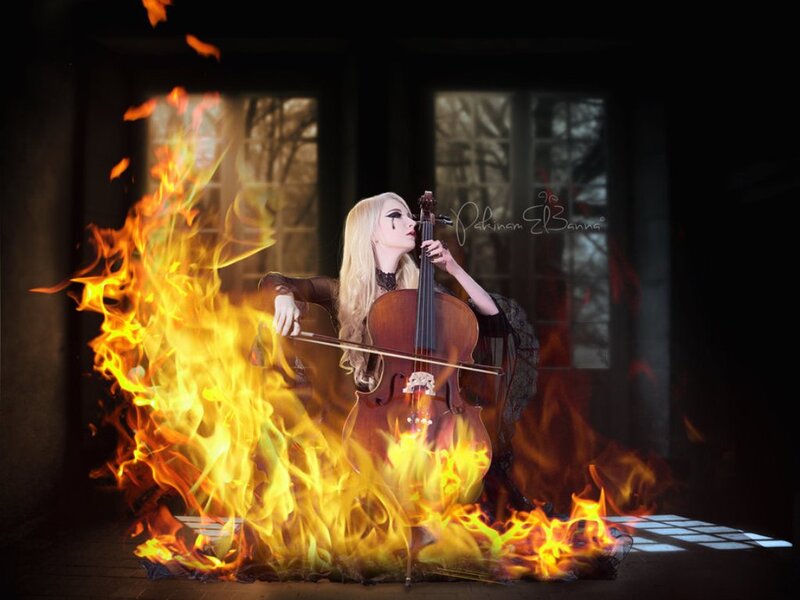 Woman Playing Cello — Yellow