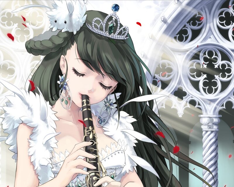 Woman Playing Clarinet — White