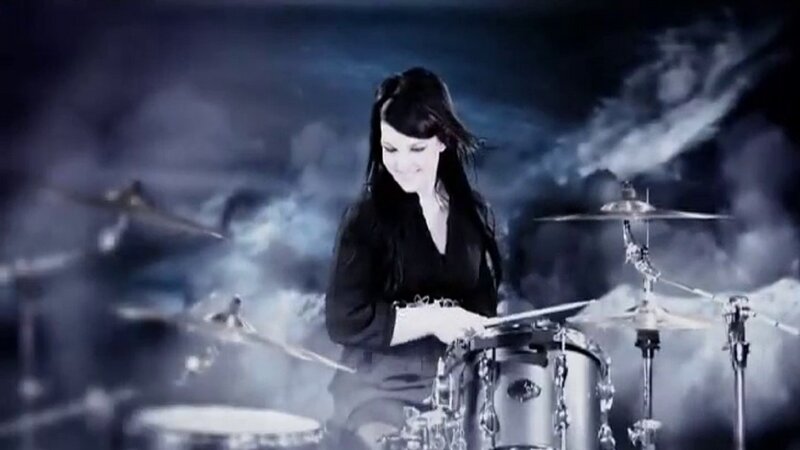 Woman Playing Drums — Black, Dramatic, Night