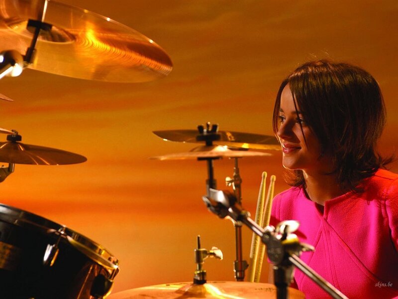 Woman Playing Drums — Orange