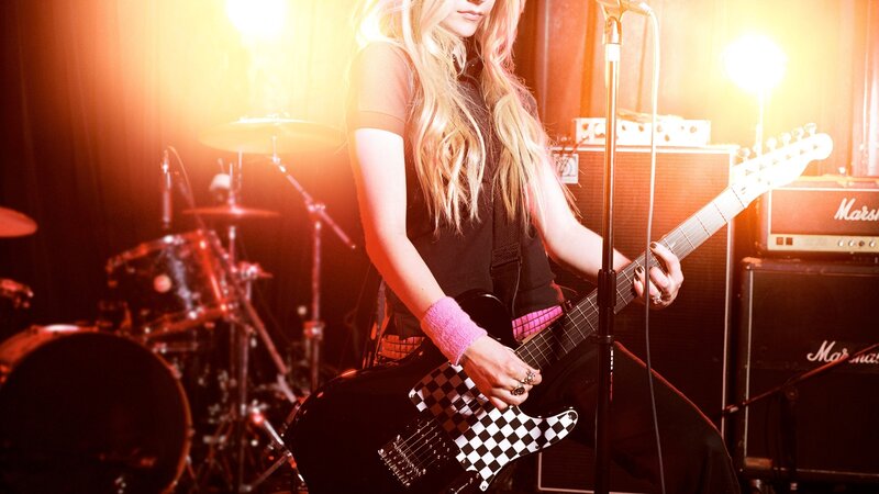 Woman Playing Electric Guitar — Black, Dramatic, Photograph