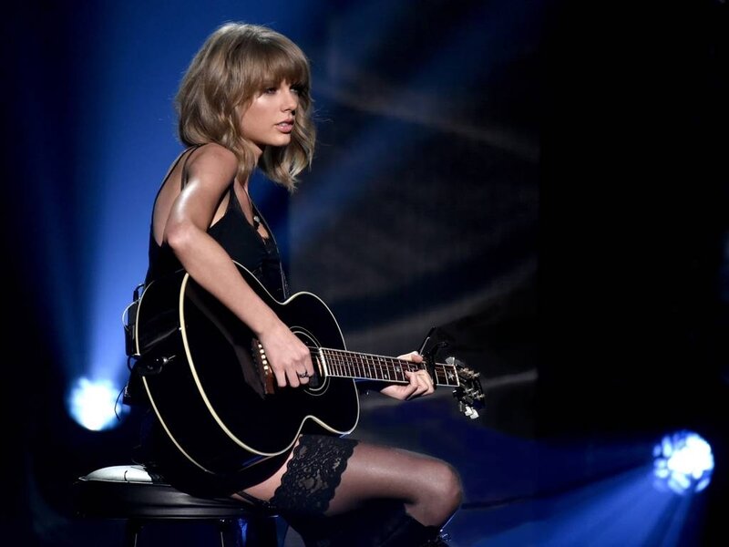 Woman Playing Guitar — Black, Dramatic, Night, Photograph, Stool