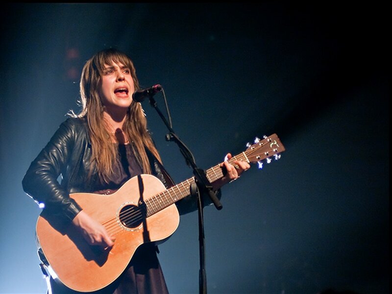 Woman Playing Guitar — Black, Dramatic, Night