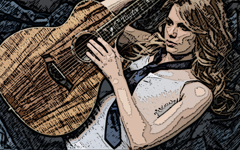 Woman Playing Guitar — Brown