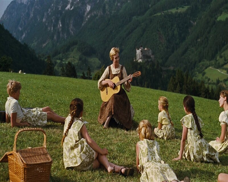 Woman Playing Guitar — Green, Serene, Afternoon, Photograph