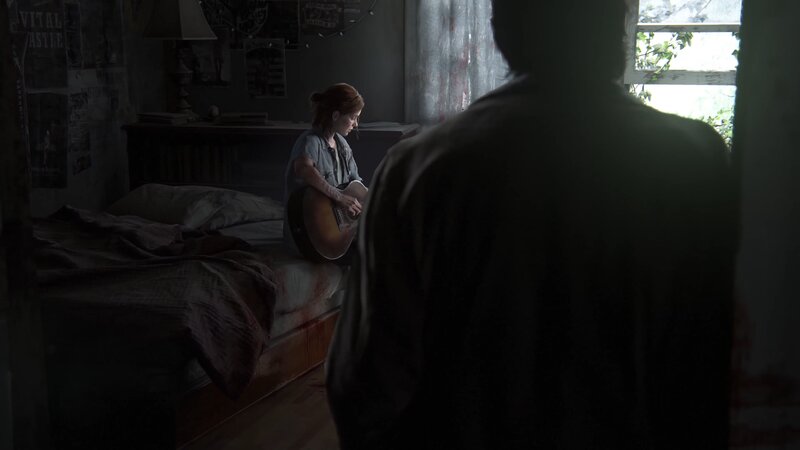 Woman Playing Guitar on Bed
