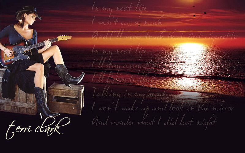 Woman Playing Guitar — Red, Dramatic, Sunset