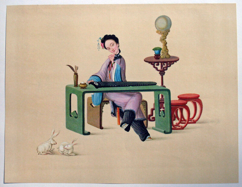 Woman Playing Guqin