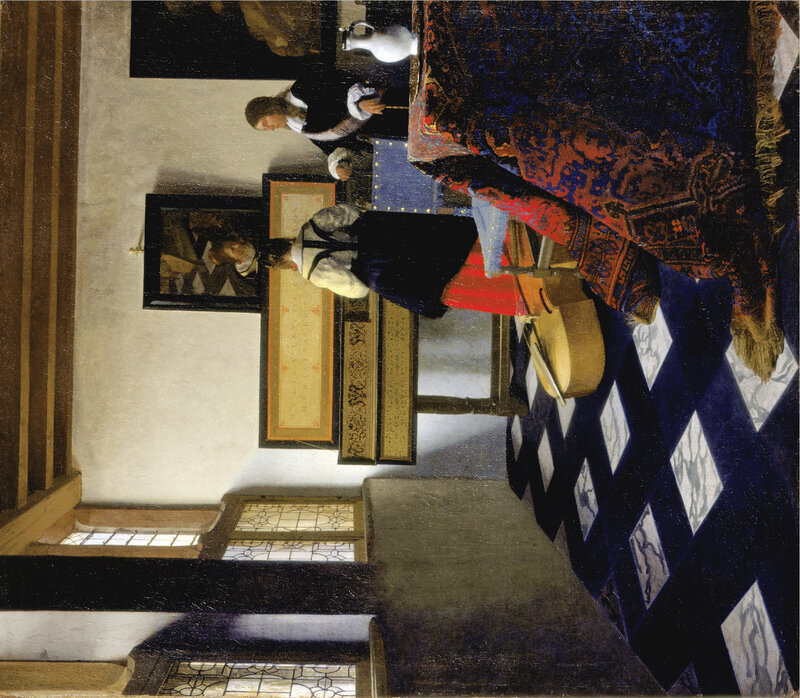 Woman Playing Harpsichord — Blue