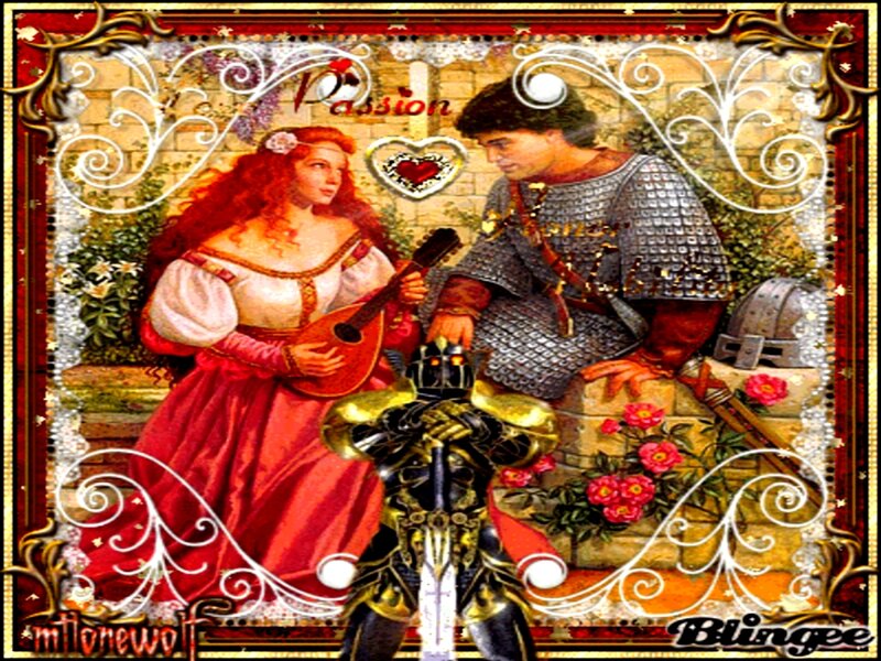 Woman Playing Lute for Knight