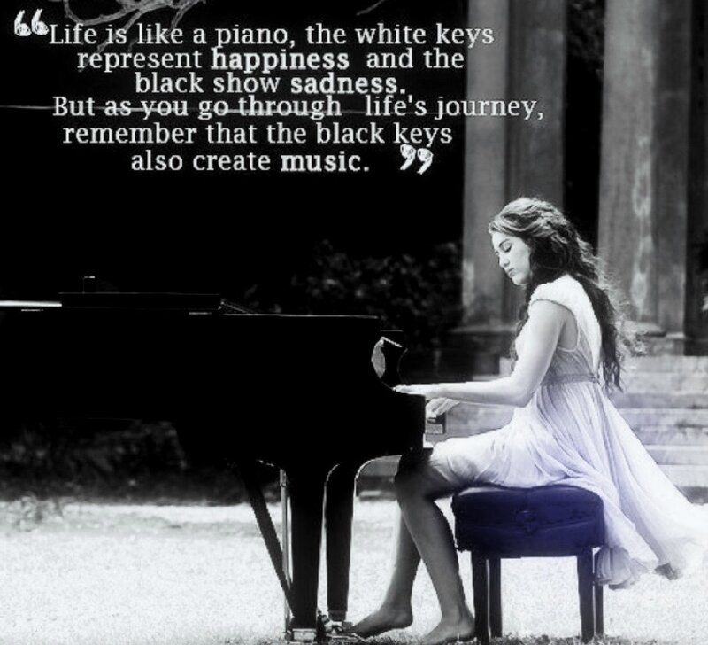 Woman Playing Piano — Black, Contemplative