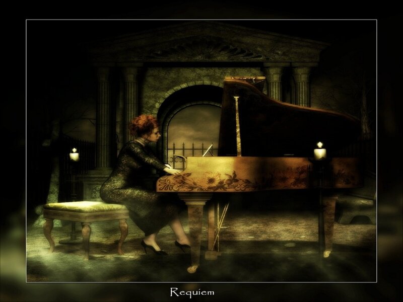 Woman Playing Piano — Brown