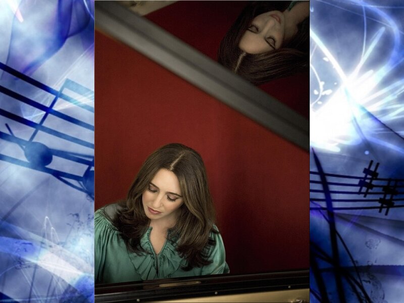 Woman Playing Piano — Red, Dramatic