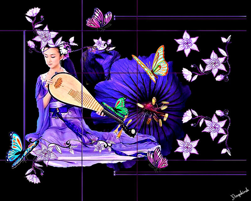 Woman Playing Pipa — Purple