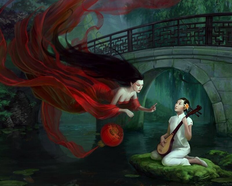 Woman Playing Pipa