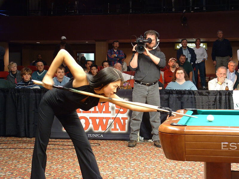 Woman Playing Pool — Black