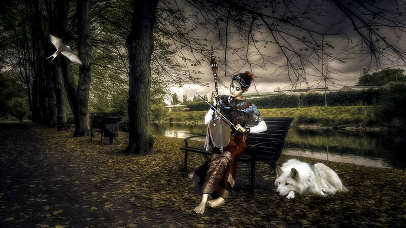 Woman Playing String Instrument — Brown