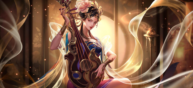 Woman Playing String Instrument — Gold