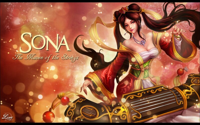 Woman Playing Stringed Instrument — Red